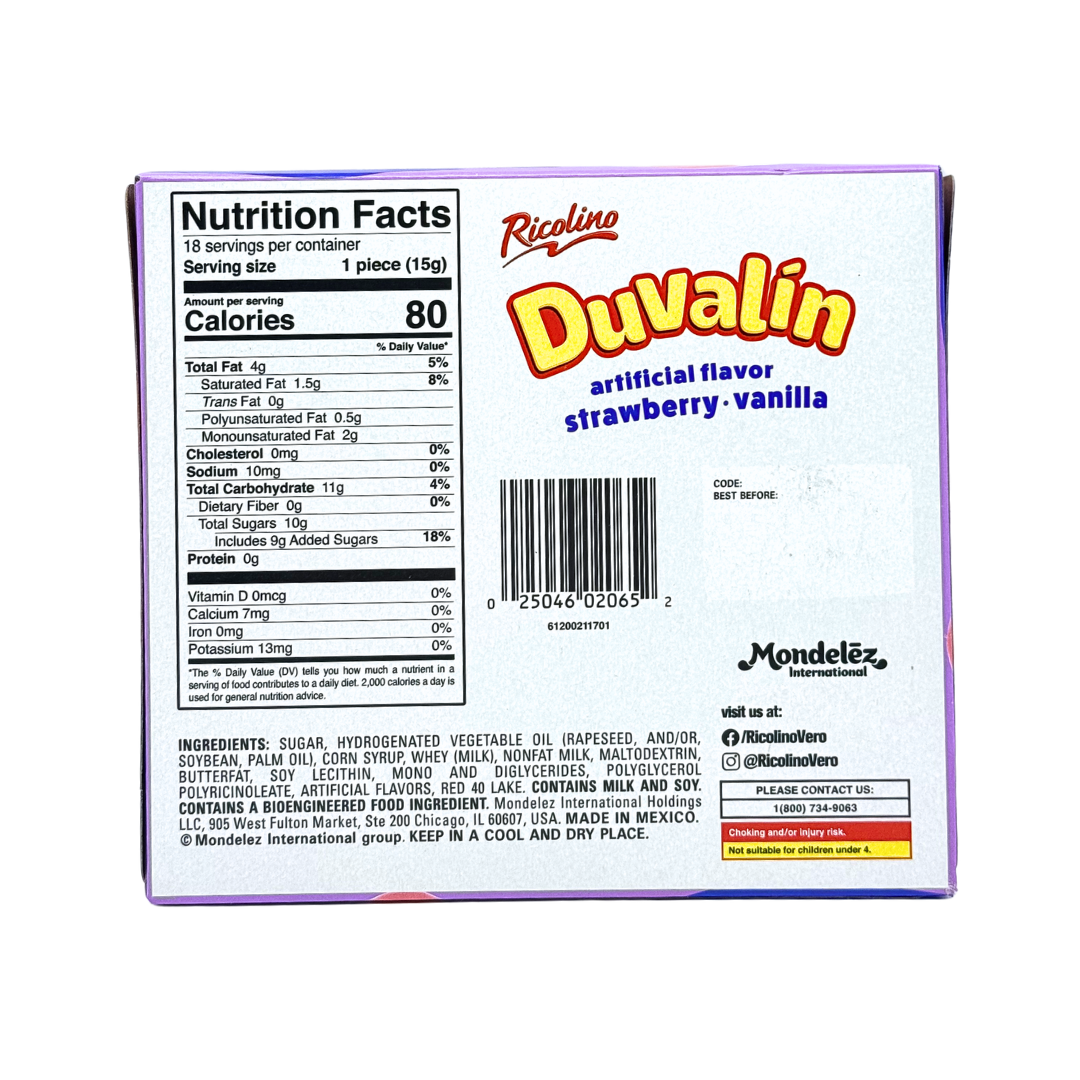 Duvalín Crema de Caramelo Fresa y Vainilla (Bi Sabor) – Paquete de 18