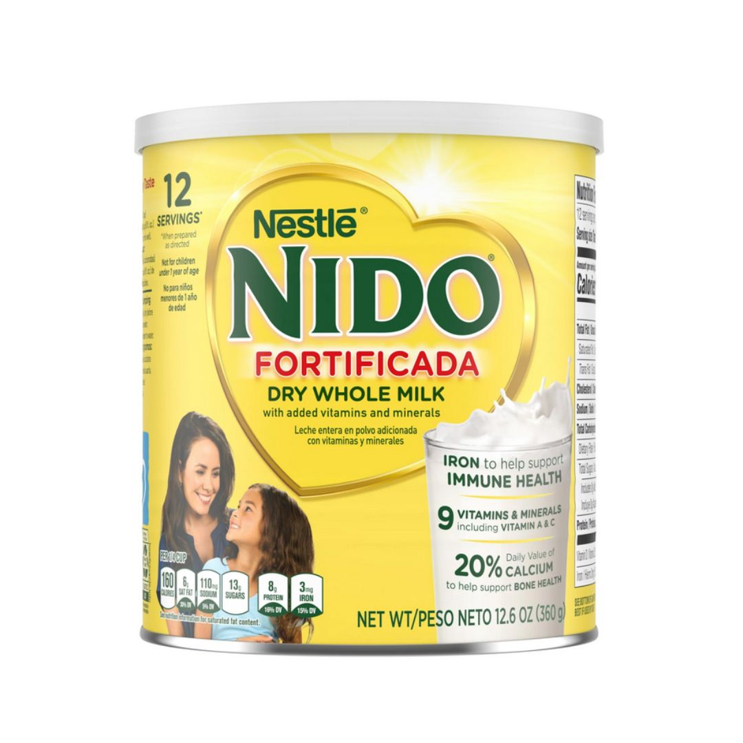 NIDO Fortificada Dry Whole Milk Powder – 12.6 oz Canister