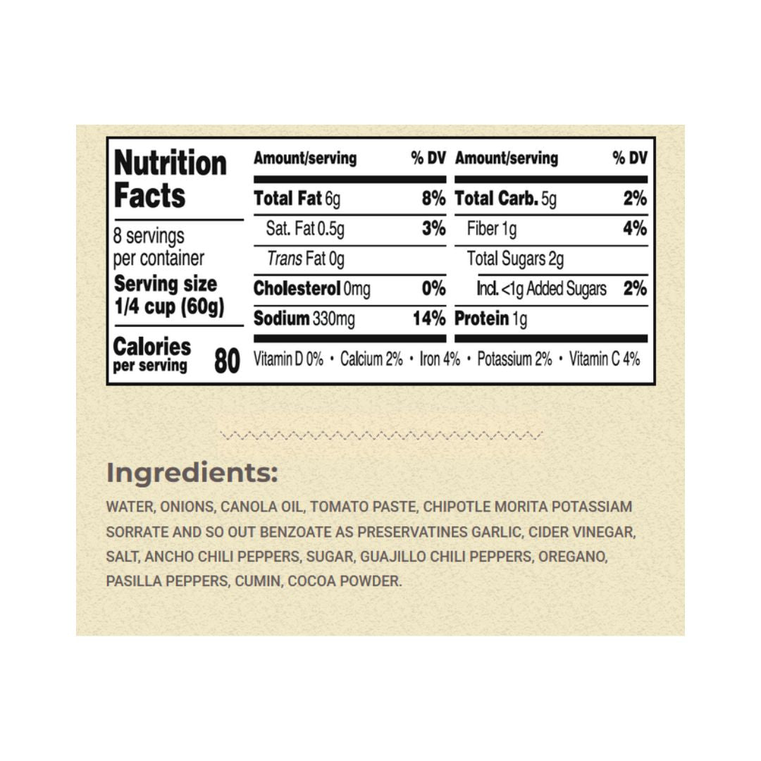 Juanita's Ancho y Guajillo Adobo Salsa de Cocina Multiuso Mediana – Tarro de 16 oz