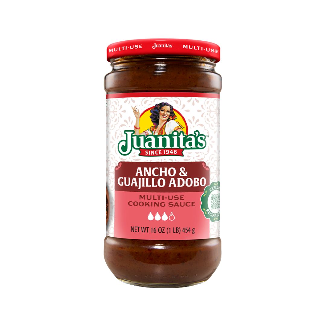 Juanita's Ancho y Guajillo Adobo Salsa de Cocina Multiuso Mediana – Tarro de 16 oz