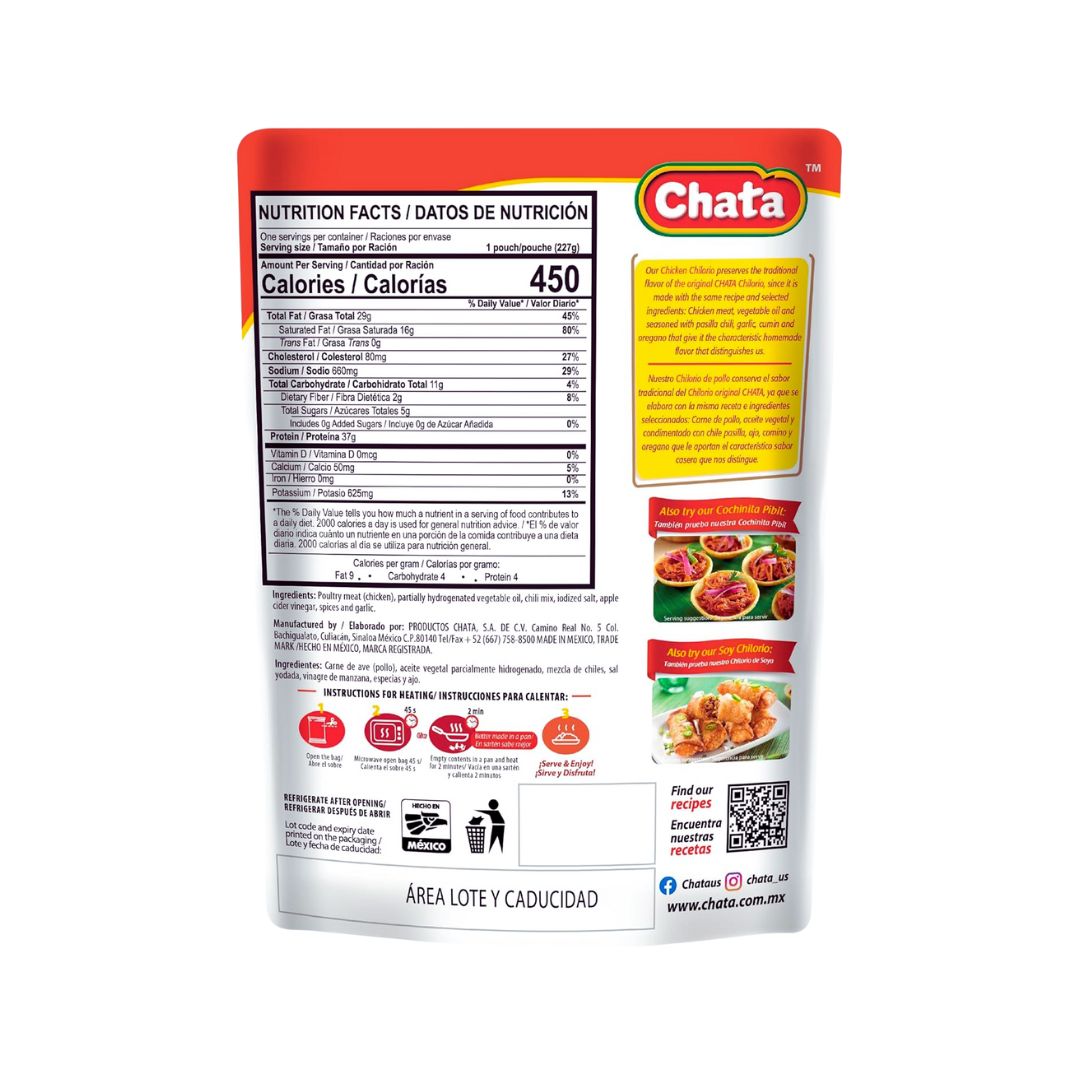 Chata Mexican Chicken Chilorio, Ready to Eat – 8.8 oz - MexGrocer.com