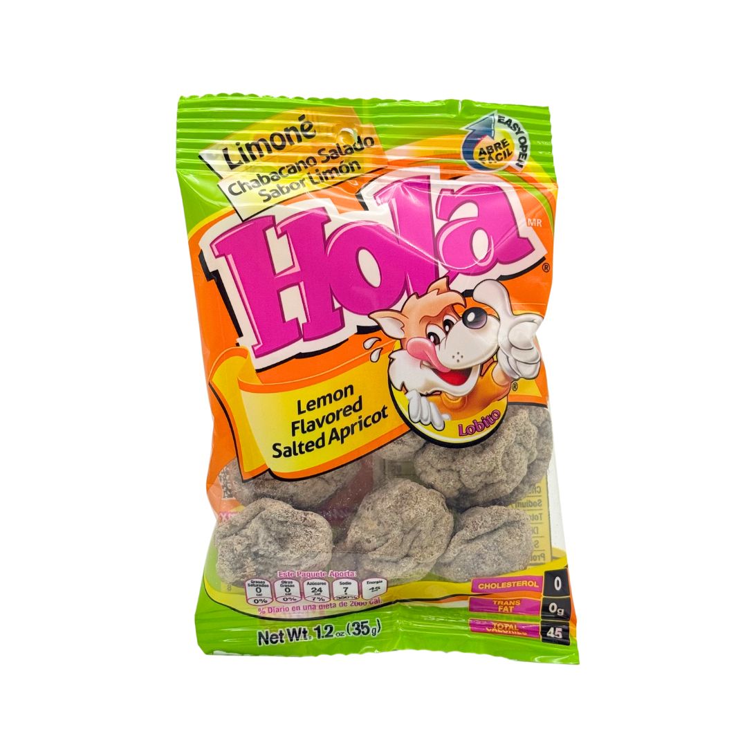 HOLA Chabacano Salado Sabor Limon - Lemon Salted Apricot - 1.2 oz - MexGrocer.com