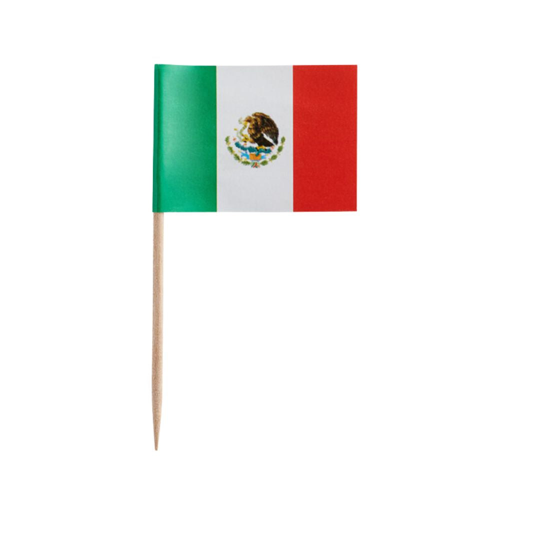 Palillos para comida de la bandera mexicana - Palillos de cóctel de 2.5" 100 unidades Decoración para fiesta de la Fiesta