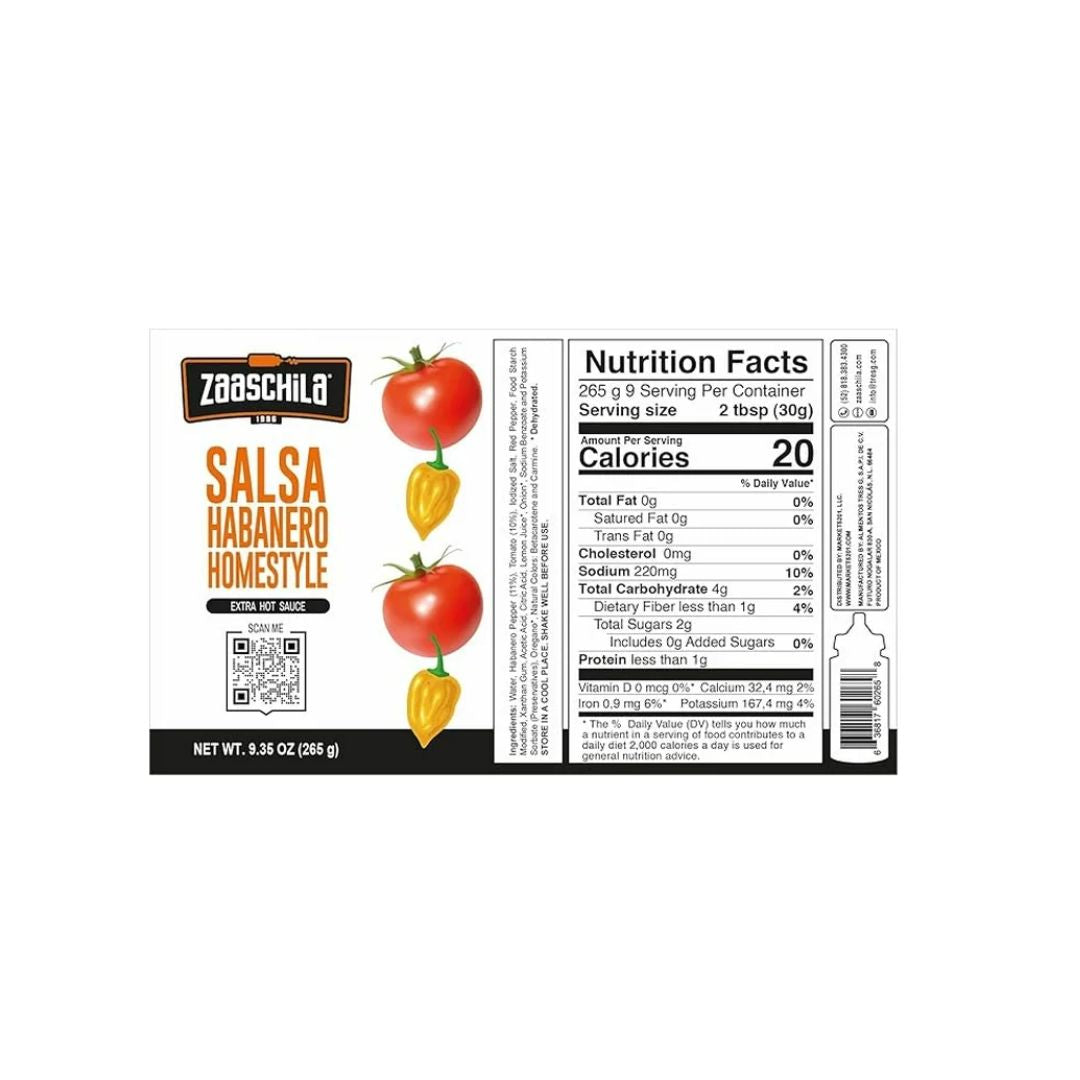 Zaaschila Habanero Homestyle Hot Sauce - 9.35 oz - MexGrocer.com