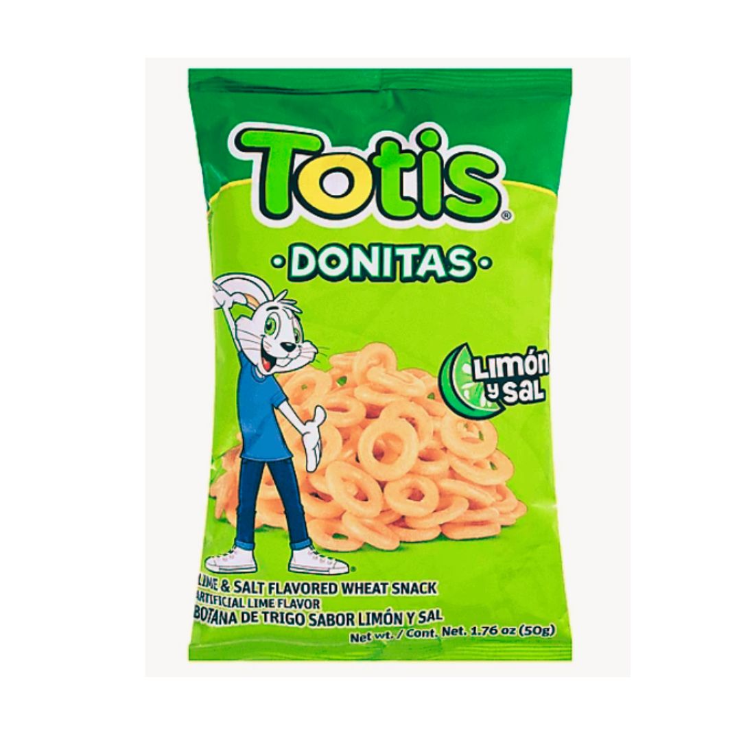Totis Donitas Lime and Salt Flavored Wheat Snack – 1.76 oz - MexGrocer.com