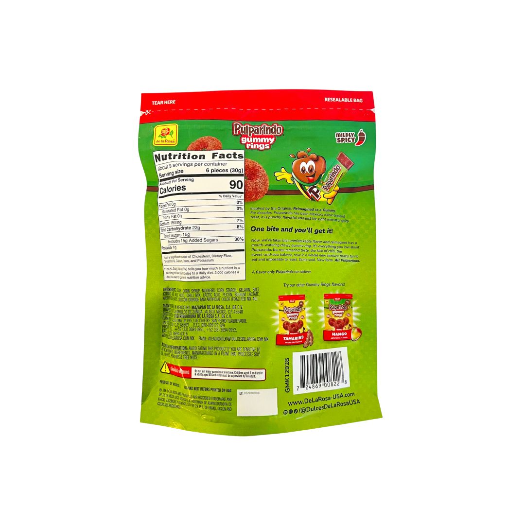 Pulparindo Gummy Rings – Watermelon with Chili- 9 oz (255 g) - MexGrocer.com