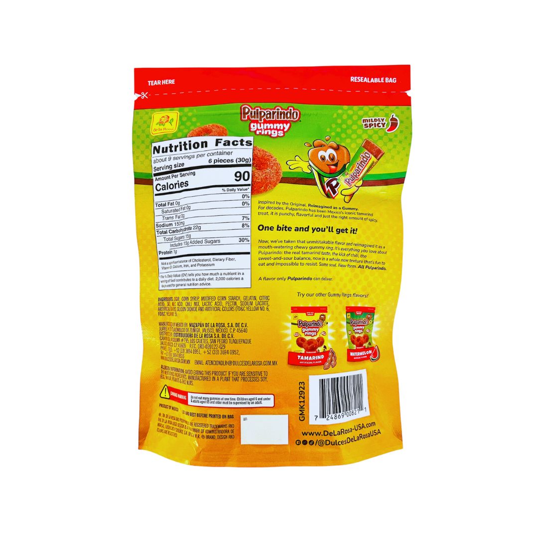 Pulparindo Gummy Rings – Mango with Chili- 9 oz (255 g) - MexGrocer.com