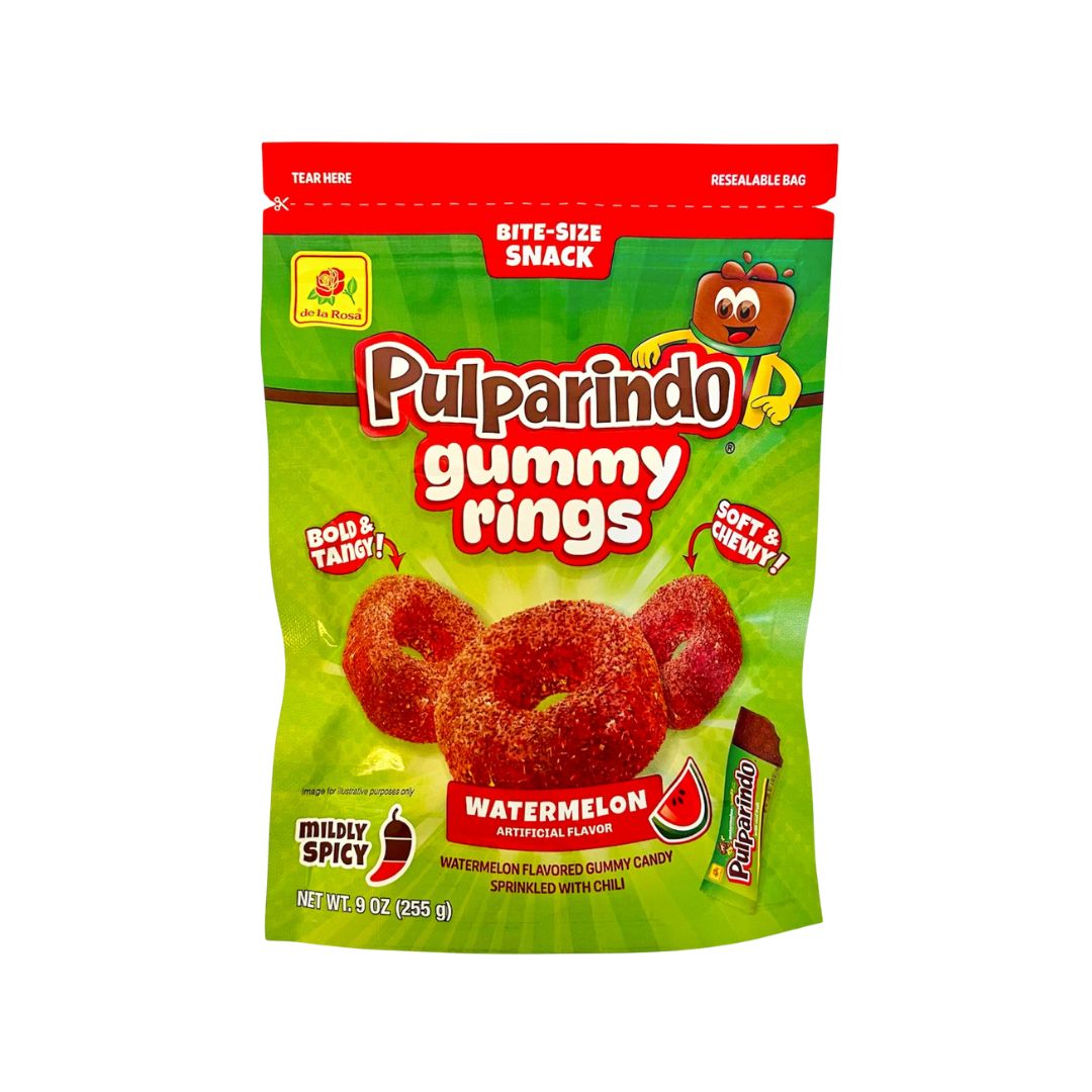 Pulparindo Gummy Rings – Watermelon with Chili- 9 oz (255 g) - MexGrocer.com