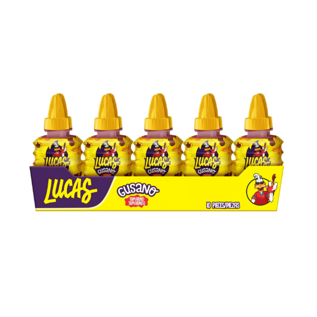 Lucas Gusano Dulce de Tamarindo – Mexican Liquid Candy – 10 Count - MexGrocer.com