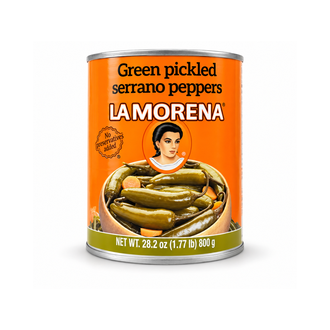 La Morena Green Pickled Serrano Peppers – Chiles Serranos en Escabeche 28.2 oz