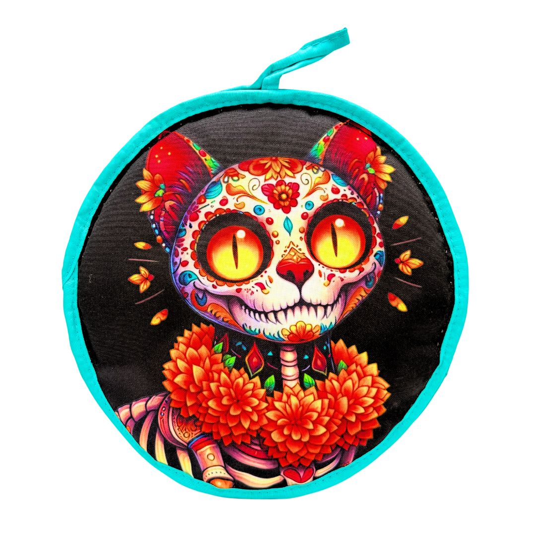 Tortilla Warmer - Day of the Dead Multi Colors (CAT) - MexGrocer.com