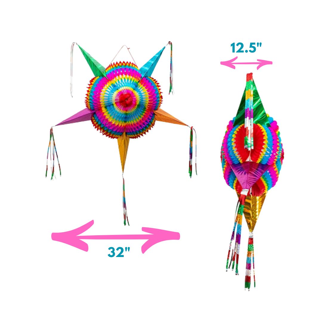 Large Authentic Handmade Star Piñata – Multicolor, 32" (Foldable) - MexGrocer.com
