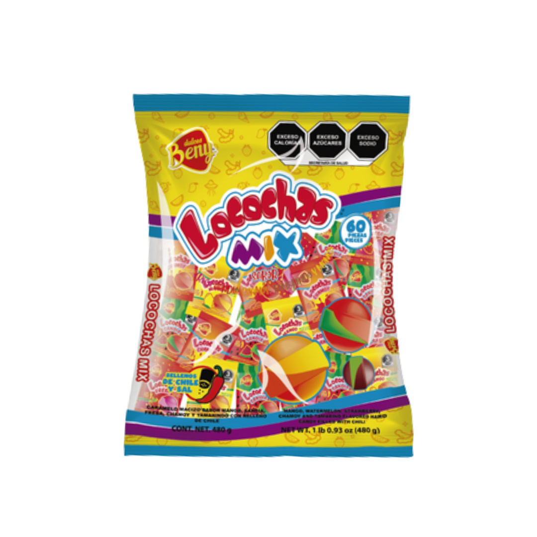 Beny Locochas Mix Candy – Fresa, Sandía, Chamoy y Mango – 60 ct