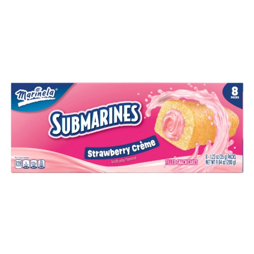 Submarinos Marinela - Strawberry Cream Filled Cakes - 8 Pastelitos - 7.4 oz