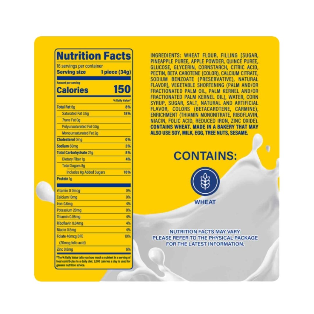 Marinela Barritas de Pina - Pineapple Filled Fruit Bars - 6 Twin Packs - 11.2 oz