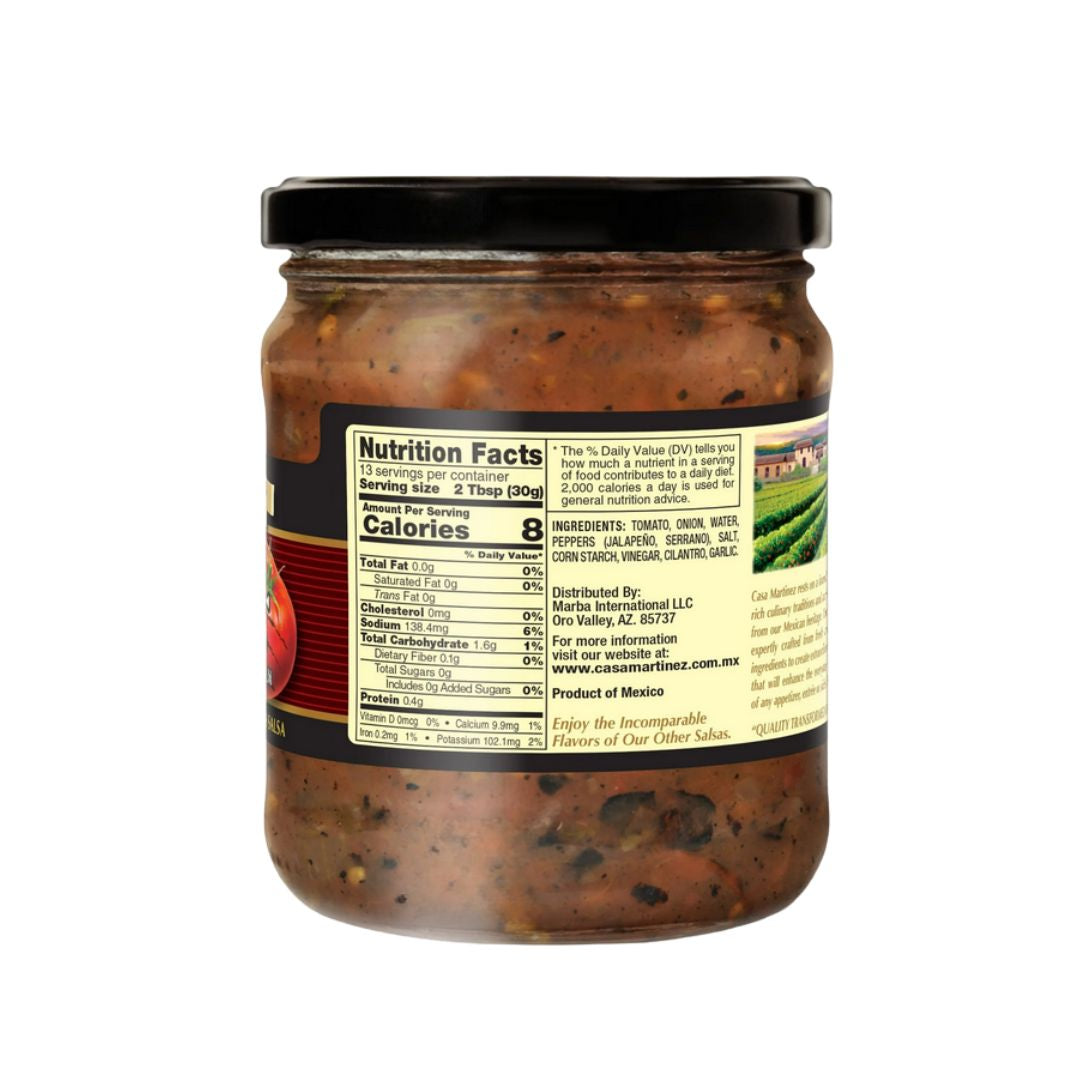 Casa Martínez Salsa Roja Quemada Gourmet – Salsa Mexicana Asada Mediana 16 oz