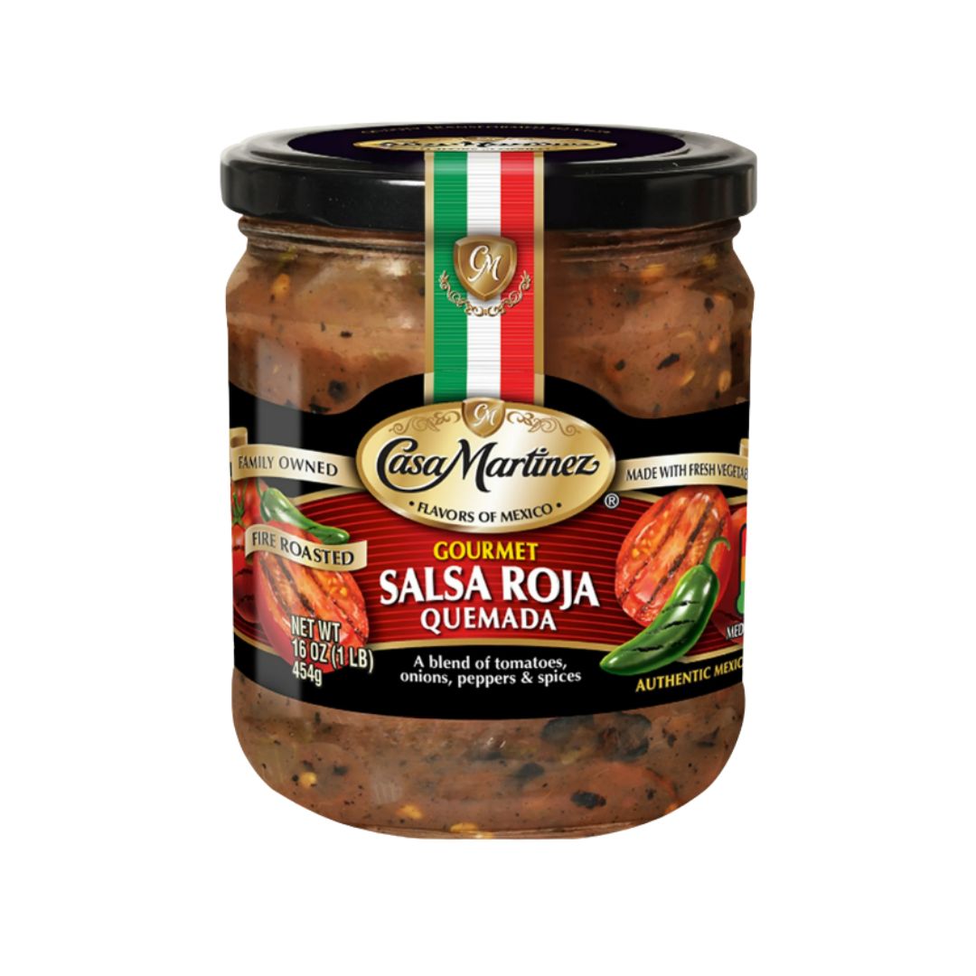 Casa Martínez Salsa Roja Quemada Gourmet – Salsa Mexicana Asada Mediana 16 oz