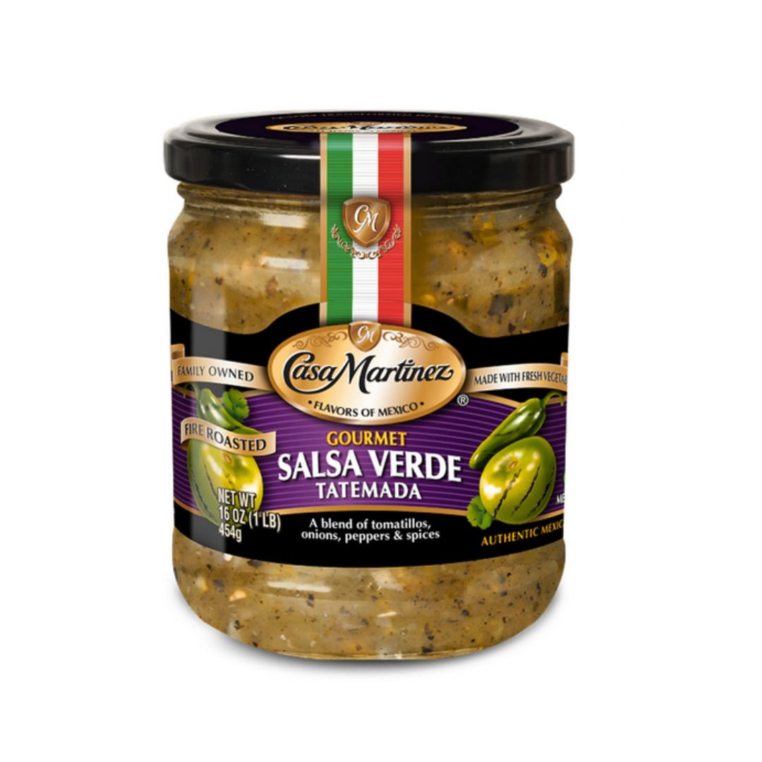 Casa Martinez Gourmet Salsa Verde Tatemada – Medium Mexican Roasted Green Salsa 16 oz