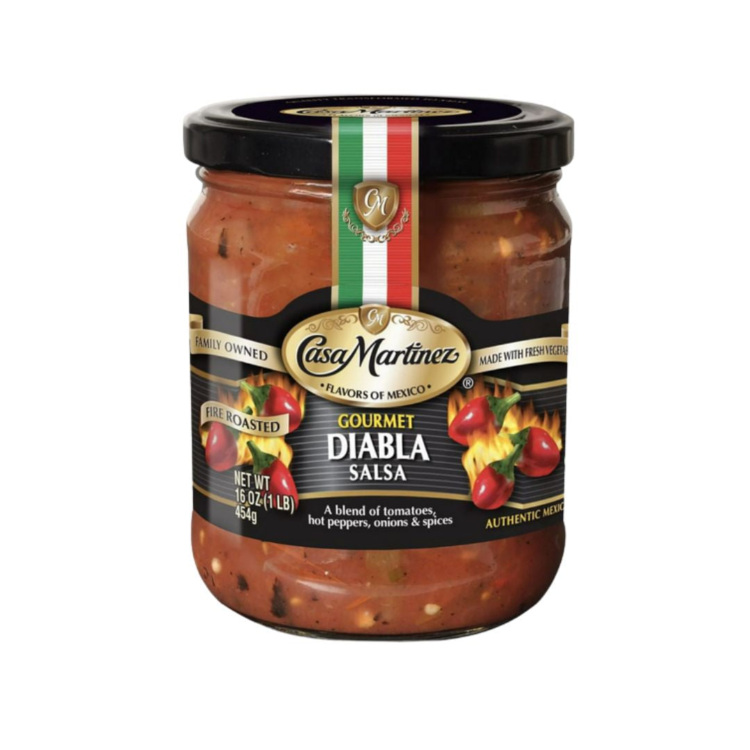 Casa Martinez Gourmet Diabla Salsa – Hot Mexican Roasted Salsa 16 oz