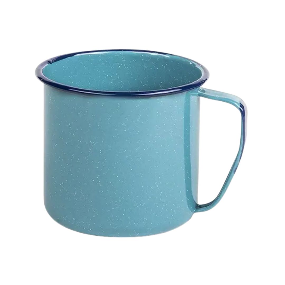 Taza de esmalte CINSA turquesa - 4" de alto x 4,25" de profundidad – 23,8 oz