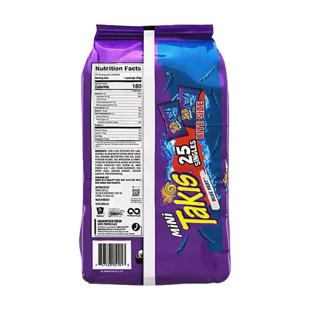 Mini Takis Blue Heat Hot Chili & Lime Flavored Rolled Tortilla - 25 ct - MexGrocer.com