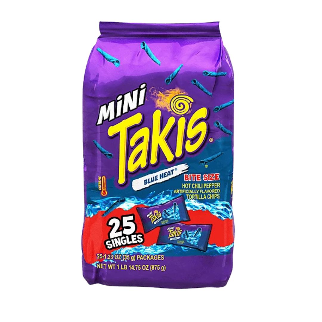 Mini Takis Blue Heat Hot Chili & Lime Flavored Rolled Tortilla - 25 ct - MexGrocer.com