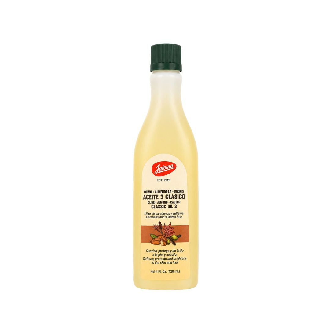 Jaloma Aceite 3 Clásico – Aceite de Oliva, Almendras y Ricino 4 oz