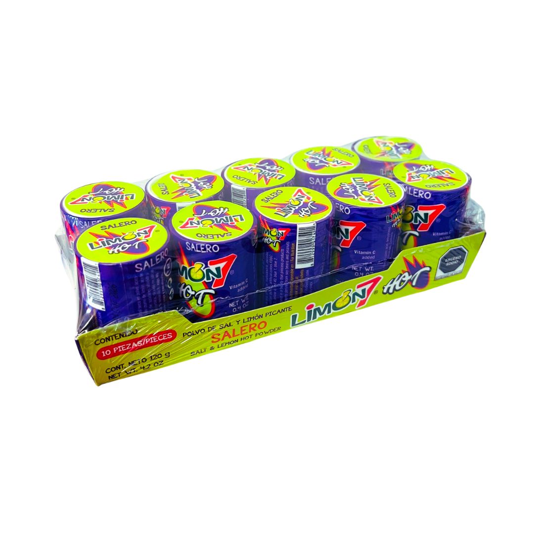 Limón 7 Hot Salero – Salt & Lemon Powder 10 ct (0.4 oz) - MexGrocer.com