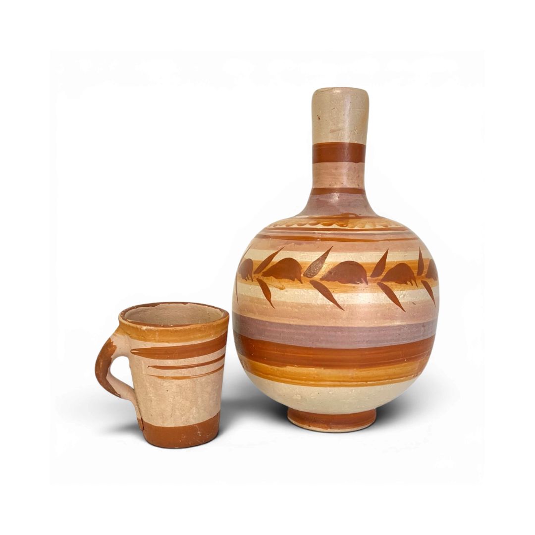 Terracotta Water Jug - Lead Free / Botellón con vaso - barro sin plomo - 4 qt - 1 set