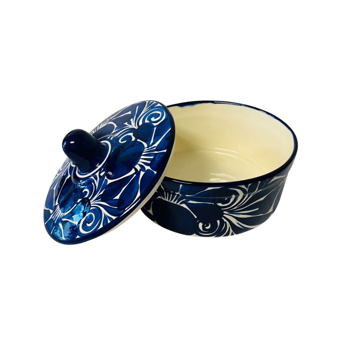 Tortillero de Talavera Azul La Mexicana de Guanajuato – Calentador de Tortillas de Cerámica 20 cm x 9 cm