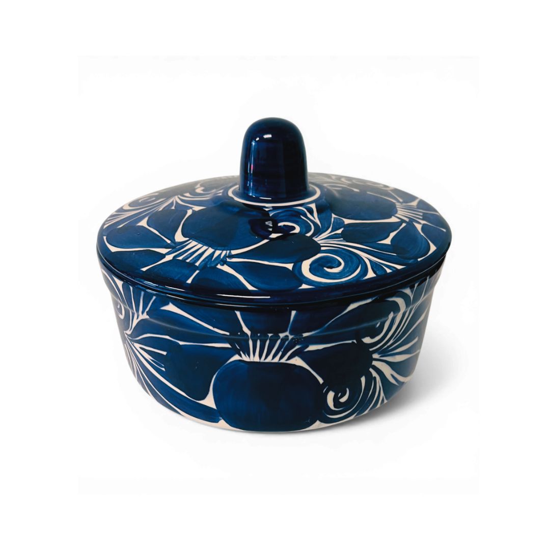 Tortillero de Talavera Azul La Mexicana de Guanajuato – Calentador de Tortillas de Cerámica 20 cm x 9 cm