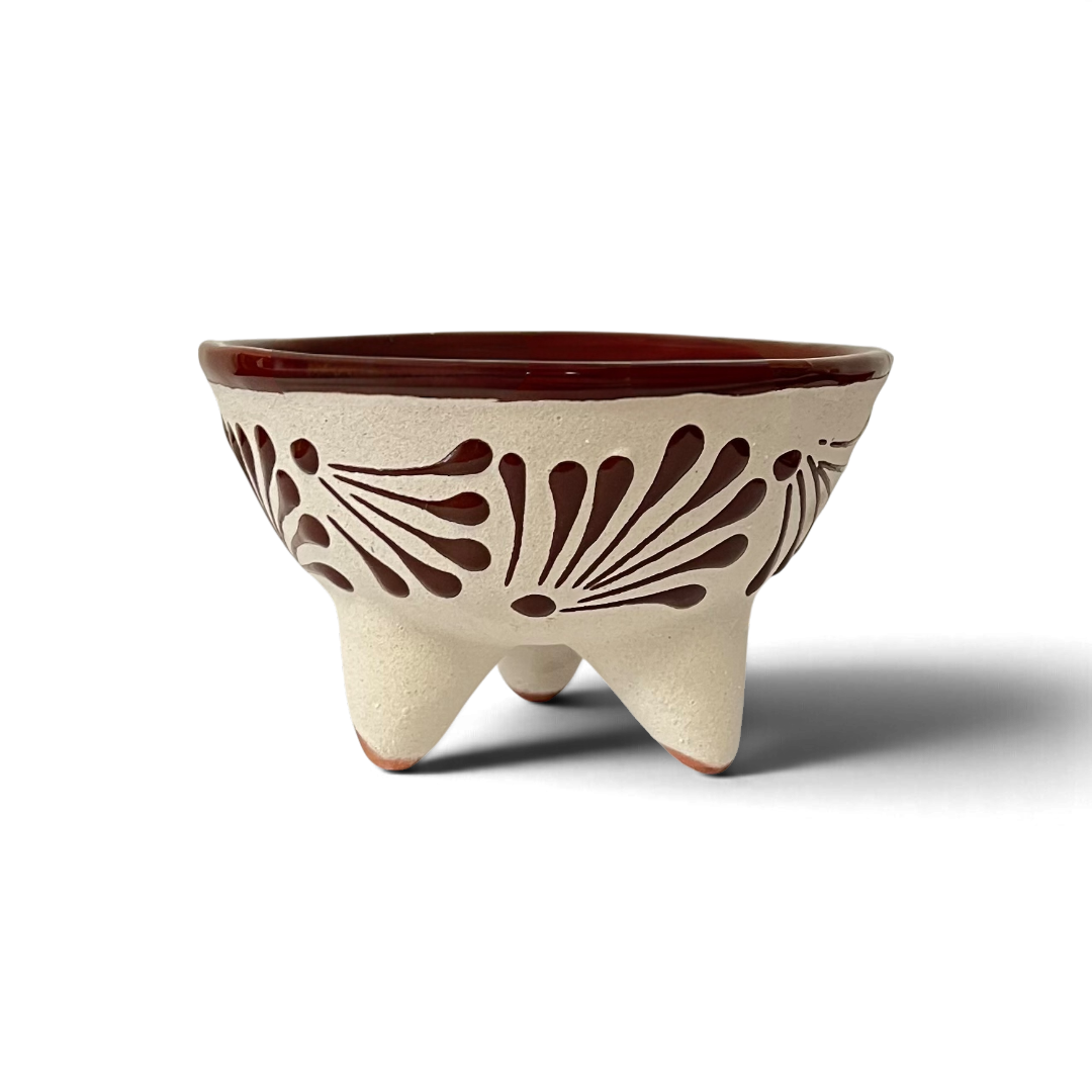 La Mexicana Molcajete Salsero Bowl – Traditional Mexican Ceramic Salsa Bowl 5.25" x 2.5"