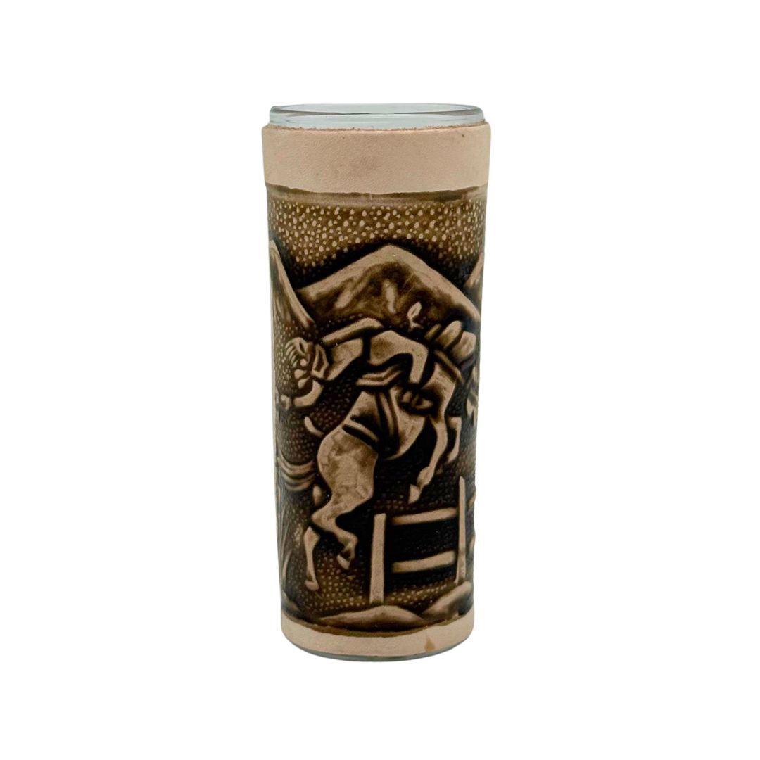 La Mexicana Leather Tequila Shot Glasses 2 oz - 1 unit - MexGrocer.com