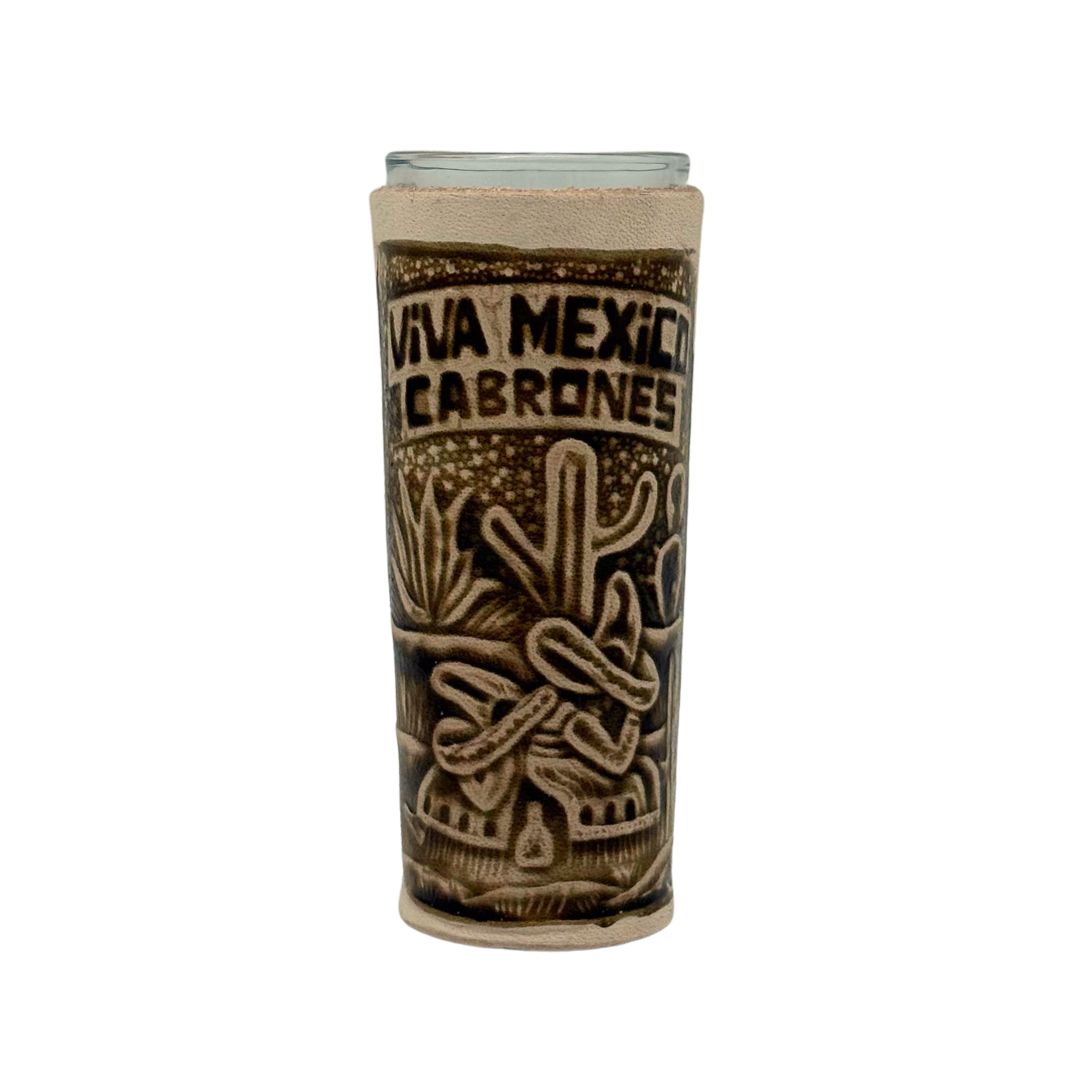 La Mexicana Leather Tequila Shot Glasses 2 oz - 1 unit - MexGrocer.com