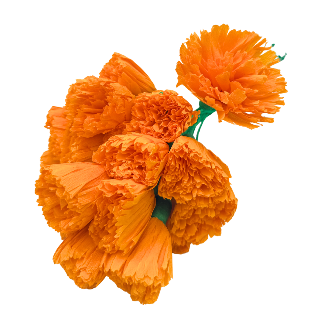 Ramo de flores de papel de cempasúchil – 20 unidades