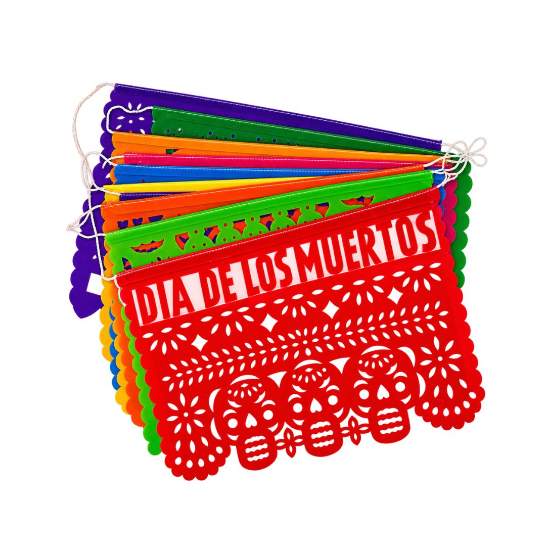 La Mexicana Plastic Día de los Muertos Papel Picado – 10 Sheets / 17 ft Long