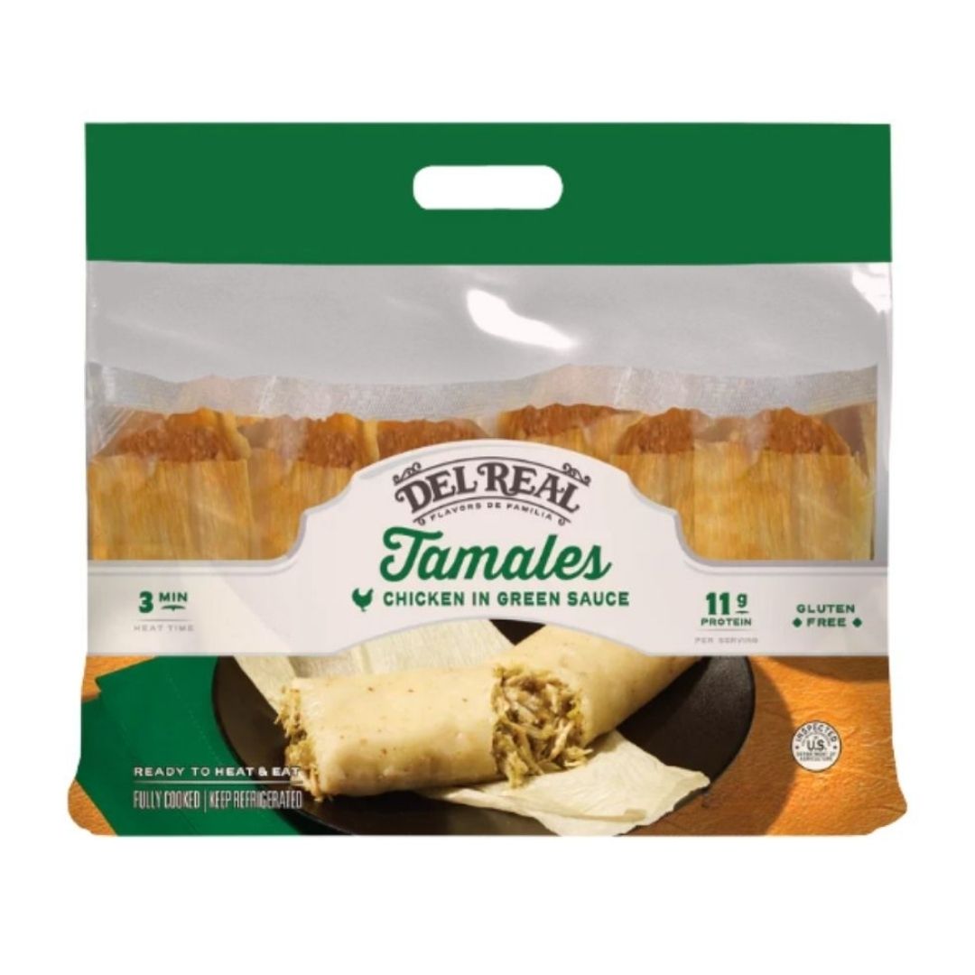 Del Real Foods Gourmet Chicken Tamales in Green Sauce - 12 ct