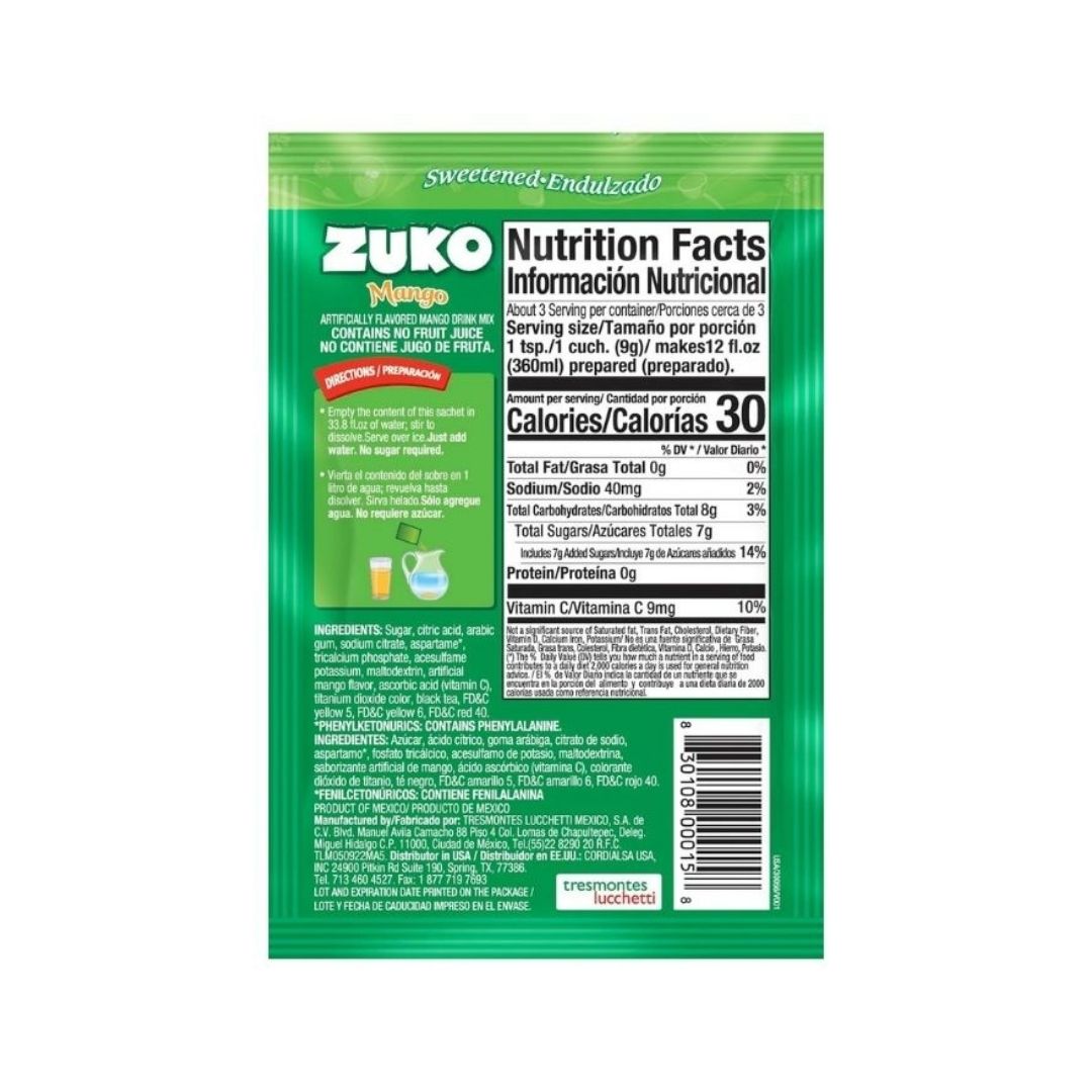 Zuko Mango Flavor Drink Mix (1 Liter / 0.9 oz)