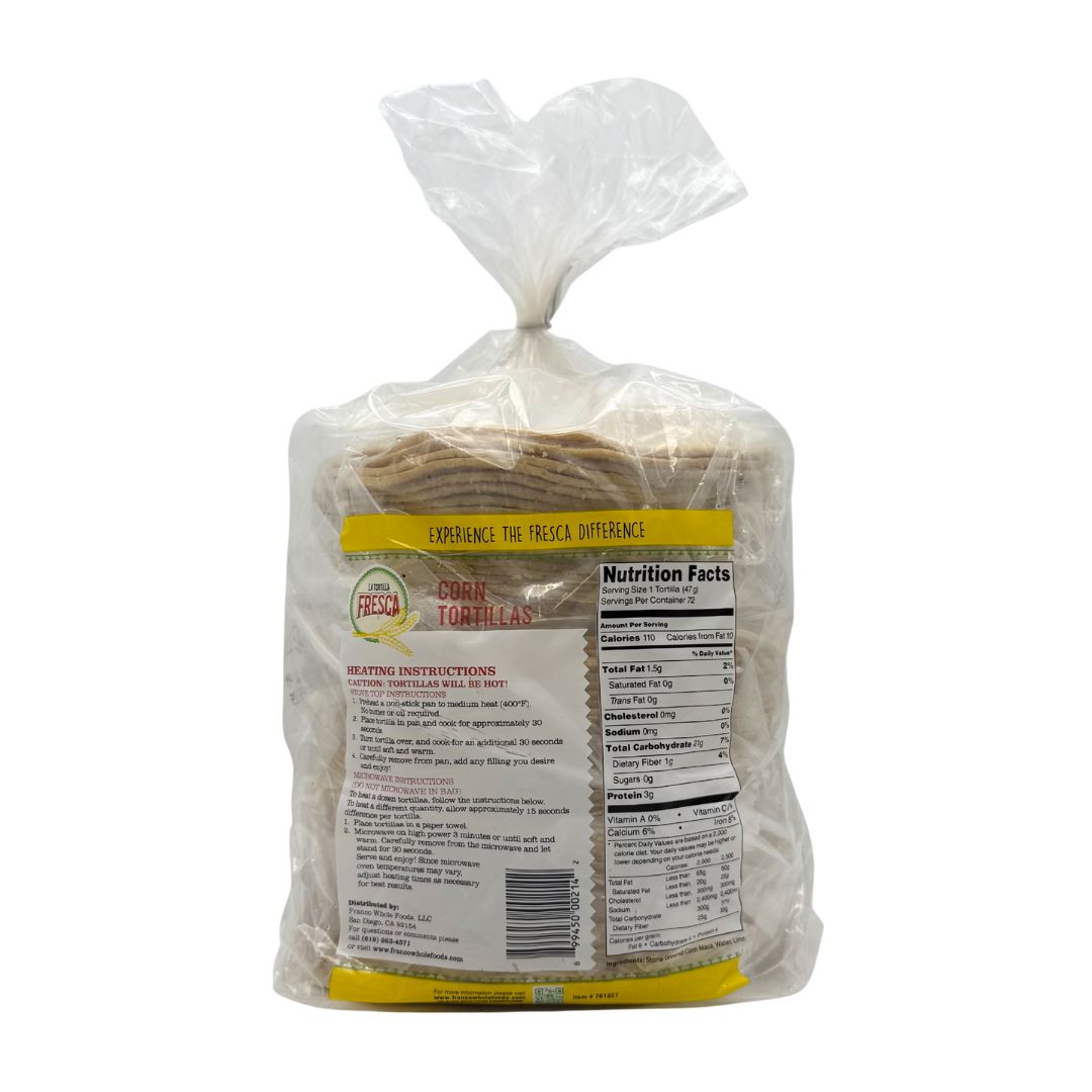 Thick Corn Tortillas by La Tortilla Fresca - 6" - Six Dozen - 72 ct - MexGrocer.com