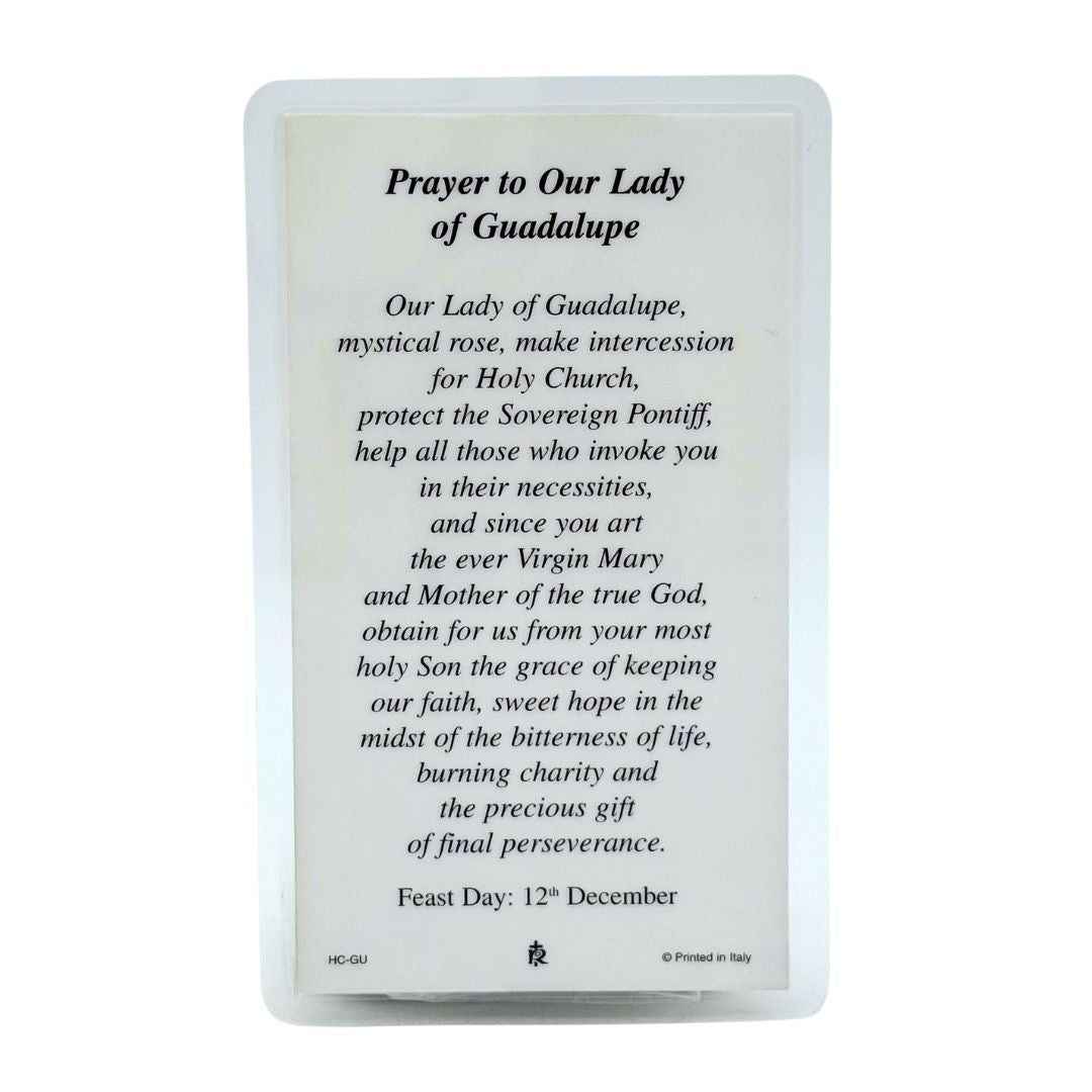 Our Lady of Guadalupe Holy Card Laminated - 1 unit - MexGrocer.com
