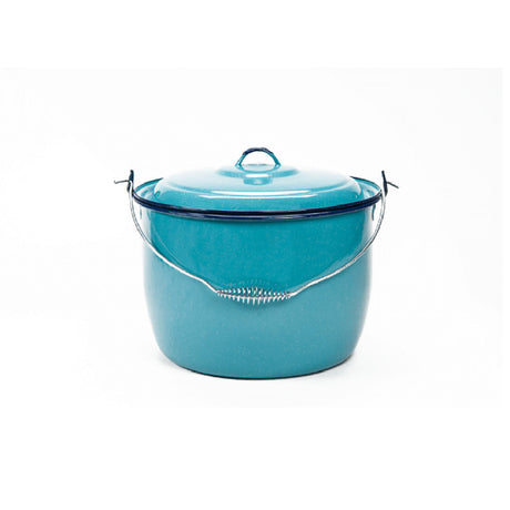 Olla de Peltre Azul - Convex Kettle with Lid Turquoise by CINSA - 20 qt