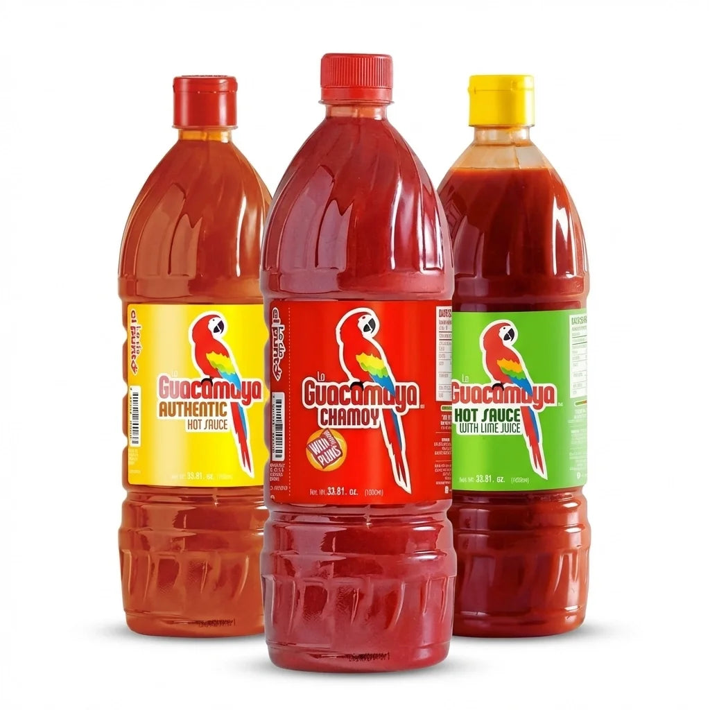 La Guacamaya Hot Sauce & Chamoy Bundle – Original, Lime & Chamoy Hot Sauce – 33.9 oz (3 Pack)
