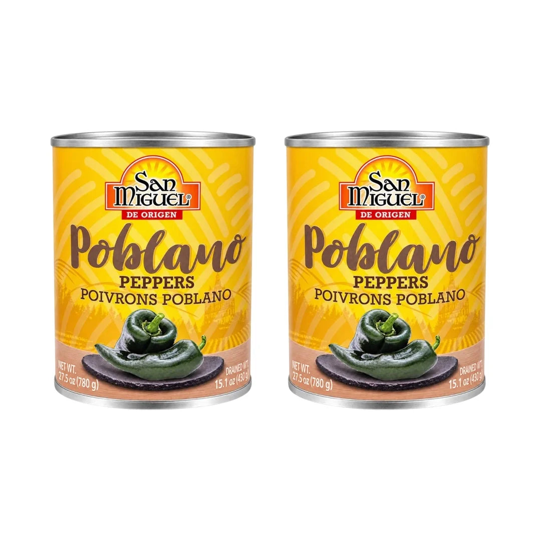 (2 Pack) San Miguel de Origen Whole Fire Roasted Poblano Peppers – 27.5 oz
