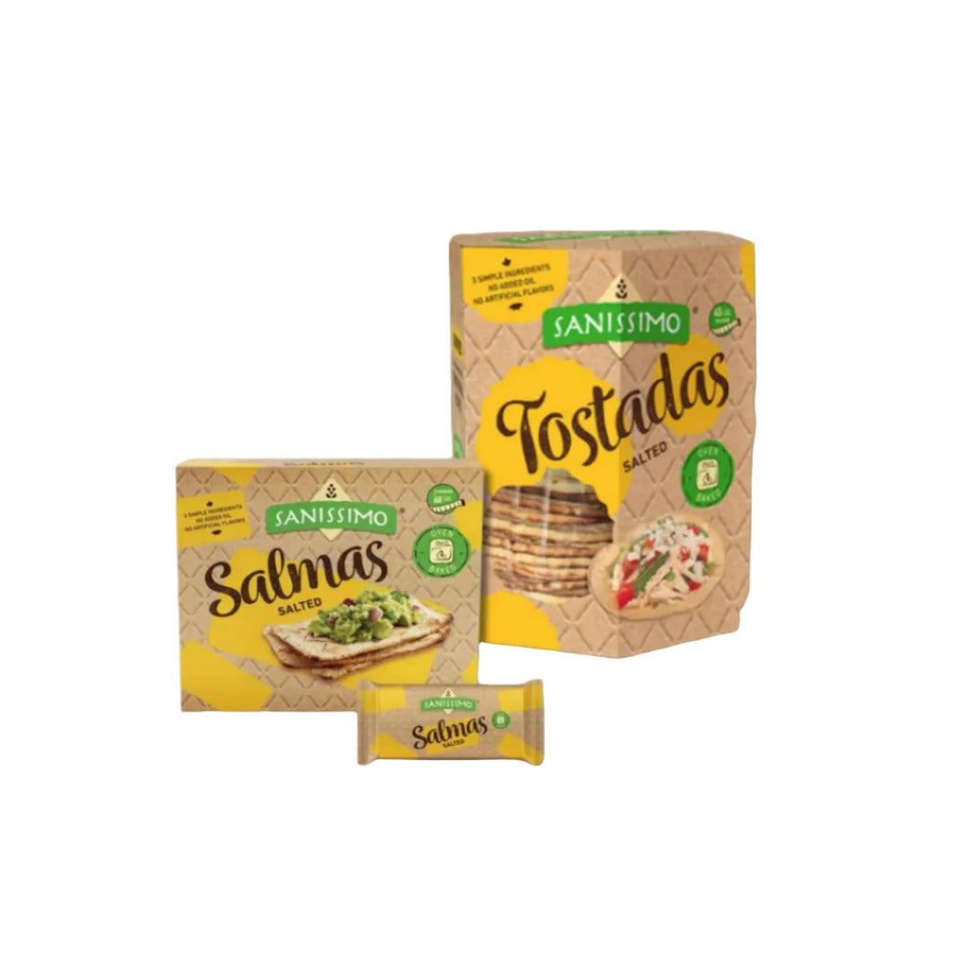 Sanissimo Oven Baked Corn Tostadas & Salmas Crackers Bundle Pack - MexGrocer.com