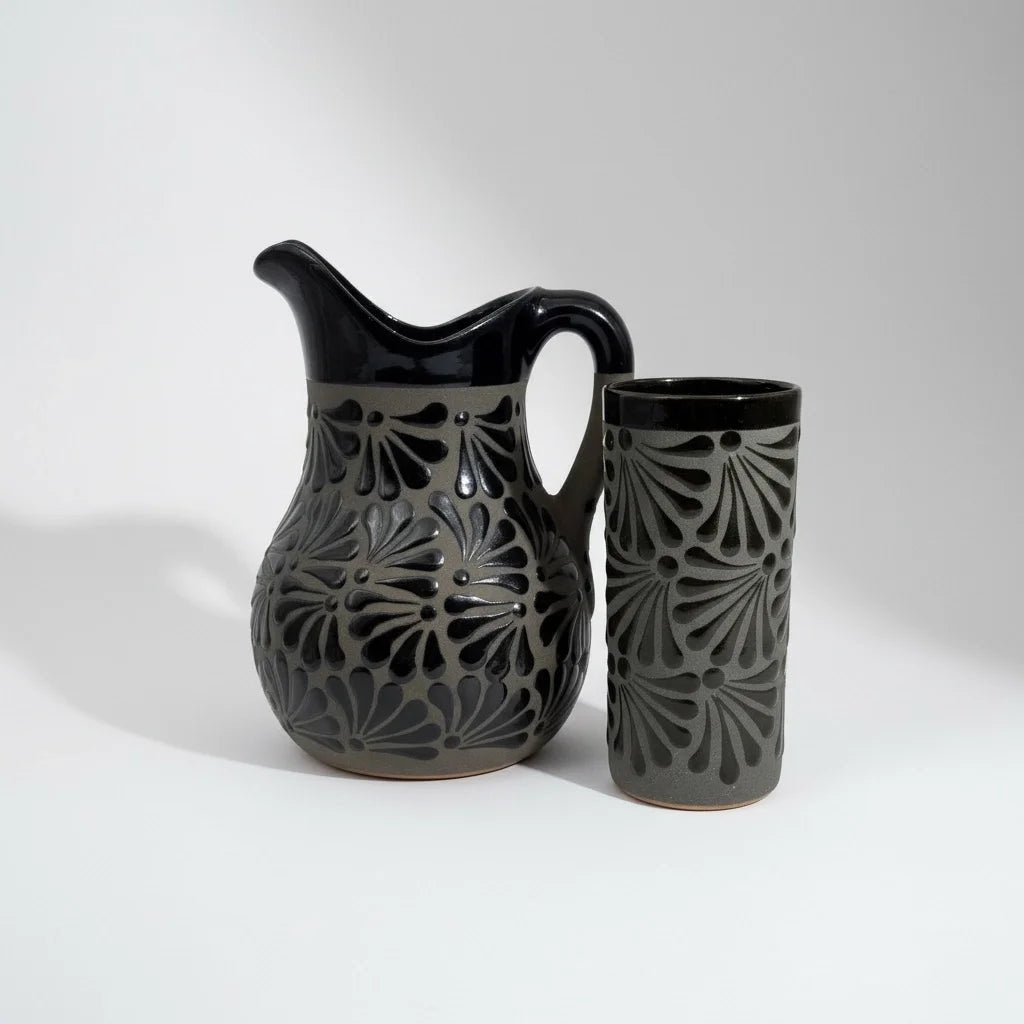 Pitcher with Cups Mestizo by La Mexicana – Handcrafted Elegance from Mexico - MexGrocer.com