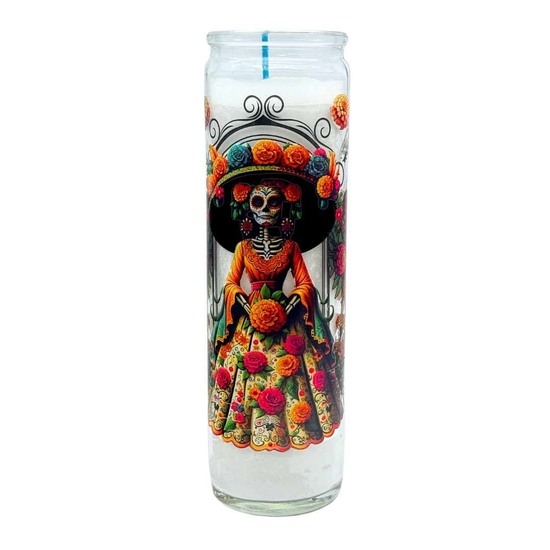 Dúo de Velas Catrina y Catrin – Día de Muertos – 8"