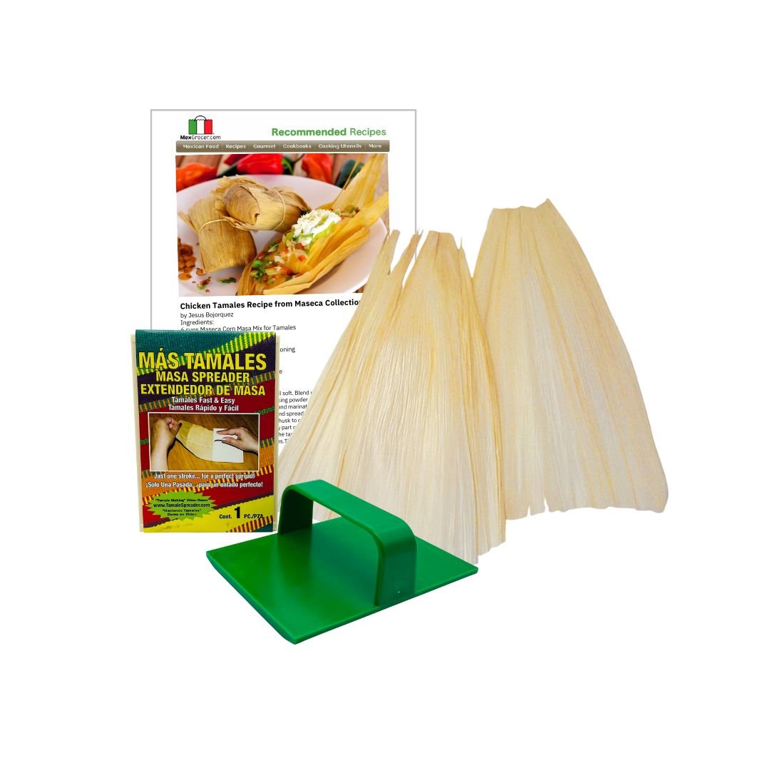 Corn Husks (1 lb) with Tamales Spreader and Award Winning Recipe - MexGrocer.com