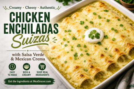 Chicken Enchiladas Suizas Recipe with Salsa Verde & Mexican Crema