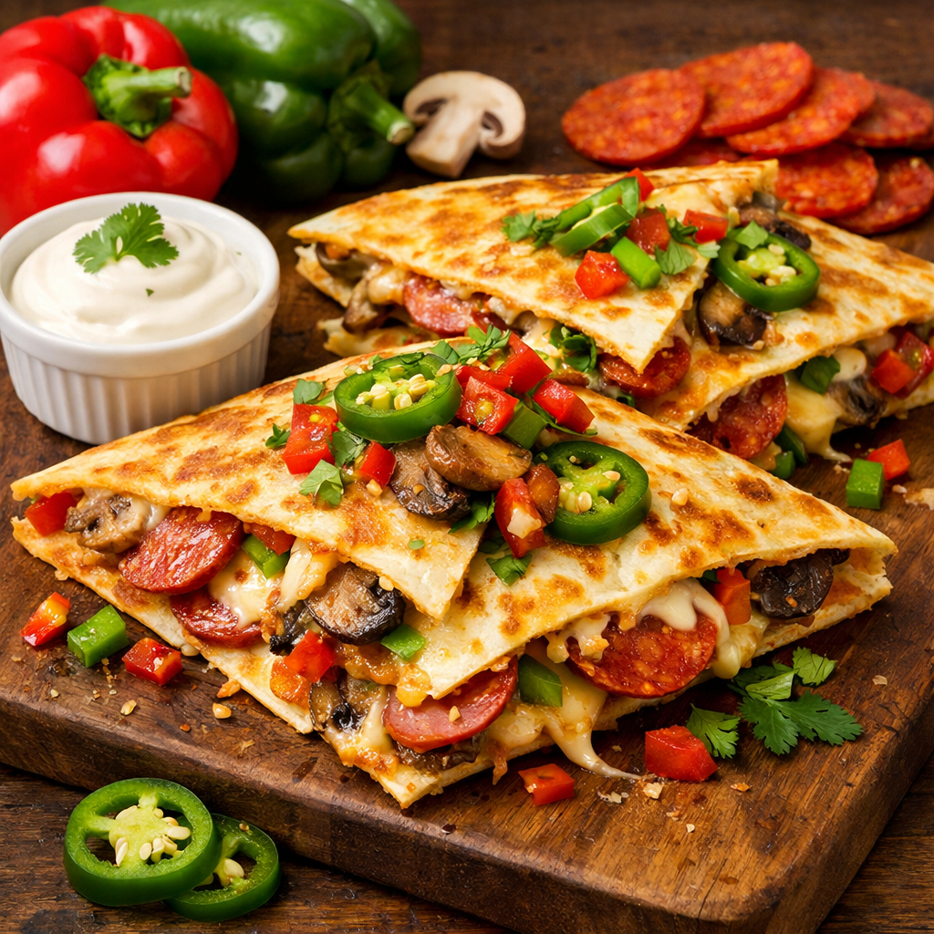 Pizza Supreme Quesadillas Recipe | Side Dish Recipe