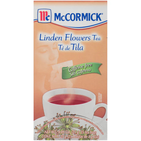 McCormick Linden Flowers Tea - Tilia Spp - Caffeine Free (0.89 Oz.) - 25 ct